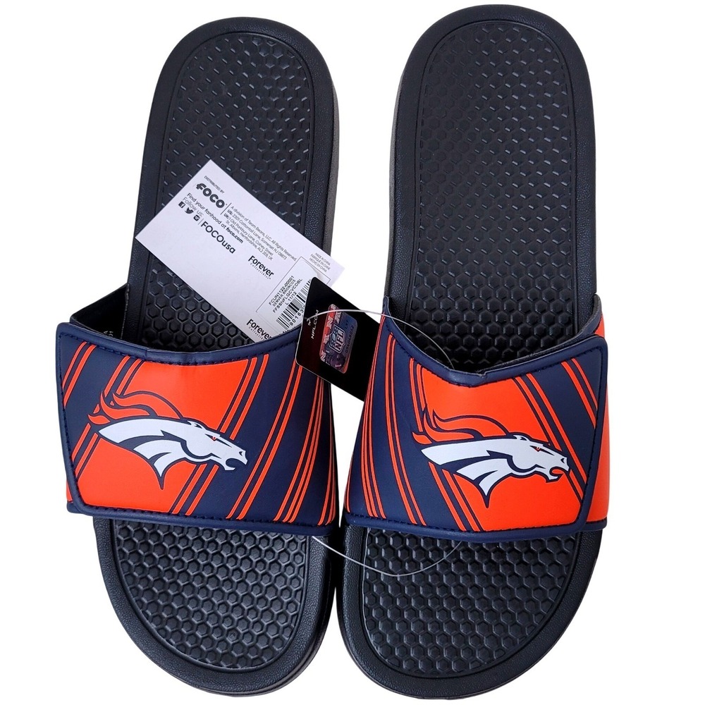 Denver‎ Broncos NFL Football Mens Slide Sandals Sz L 11-12 Orange NWT FOCO